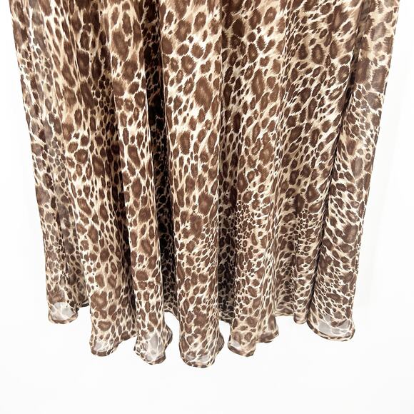 Forever 21 Womens Y2K Whimsical Leopard Animal‎ Print Chiffon Maxi Skirt Size S - Picture 3 of 8